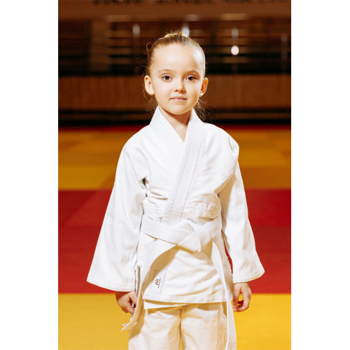 Біле дитяче кімоно для дівчаток, дзюдо, TM BUDOGI серія BEGINNER,  щільність 350 гр/м.кв.