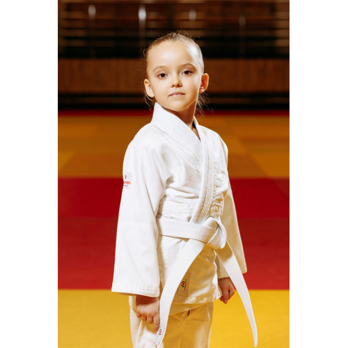 Біле дитяче кімоно для дівчаток, дзюдо, TM BUDOGI серія BEGINNER,  щільність 350 гр/м.кв.