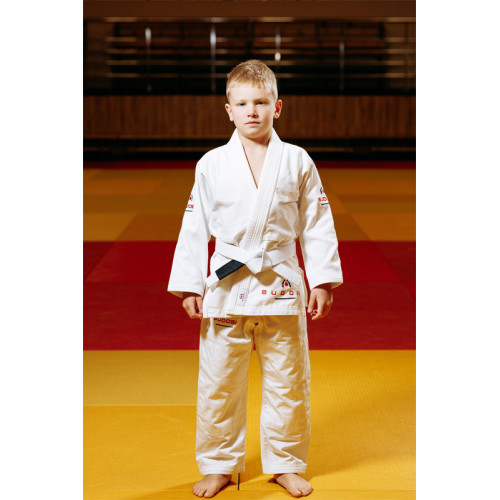 Біле дитяче кімоно для хлопчиків, джиу-джитсу, TM BUDOGI,  щільність 350 гр/м.кв.
