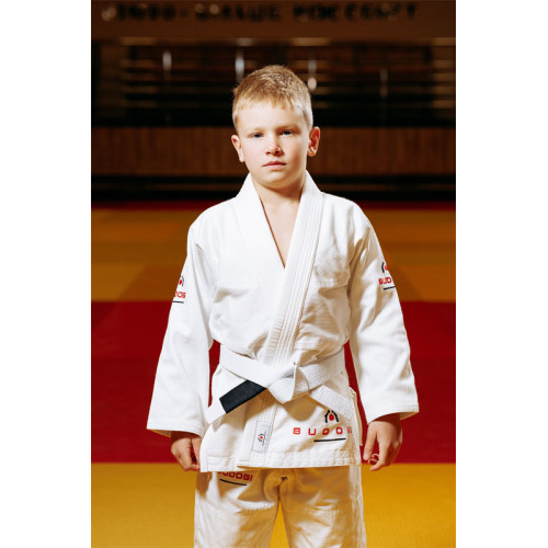 Біле дитяче кімоно для хлопчиків, джиу-джитсу, TM BUDOGI,  щільність 350 гр/м.кв.