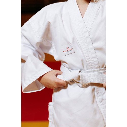 Біле дитяче кімоно для хлопчиків, карате, TM BUDOGI, щільність 240 гр/м.кв.
