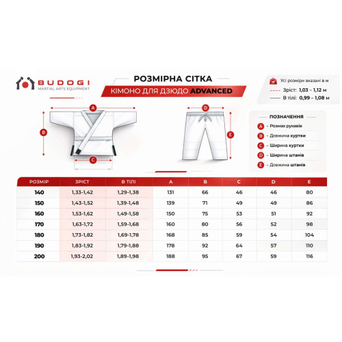 Біле кімоно для дівчат/жінок, дзюдо, TM BUDOGI серія ADVANCED,  щільність 500 гр/м.кв.