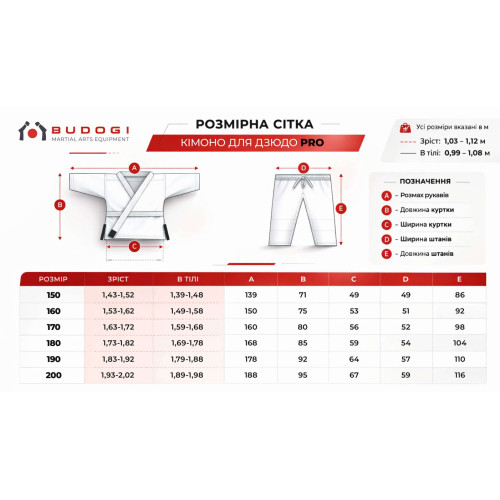 Біле кімоно для дівчат/жінок, дзюдо, TM BUDOGI серія PRO,  щільність 650 гр/м.кв.